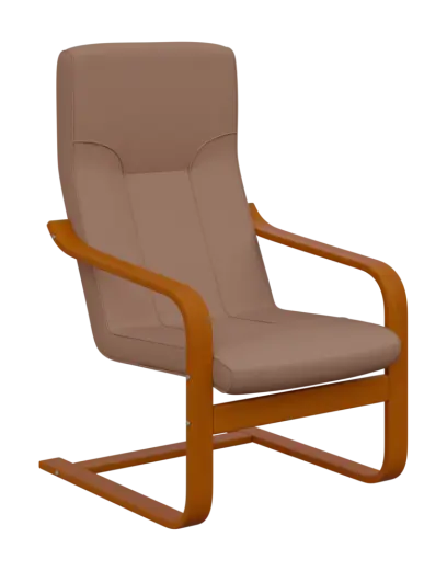 BO - 1 křeslo, dřevěná kostra, moření třešeň, látka BORA 24, béžová